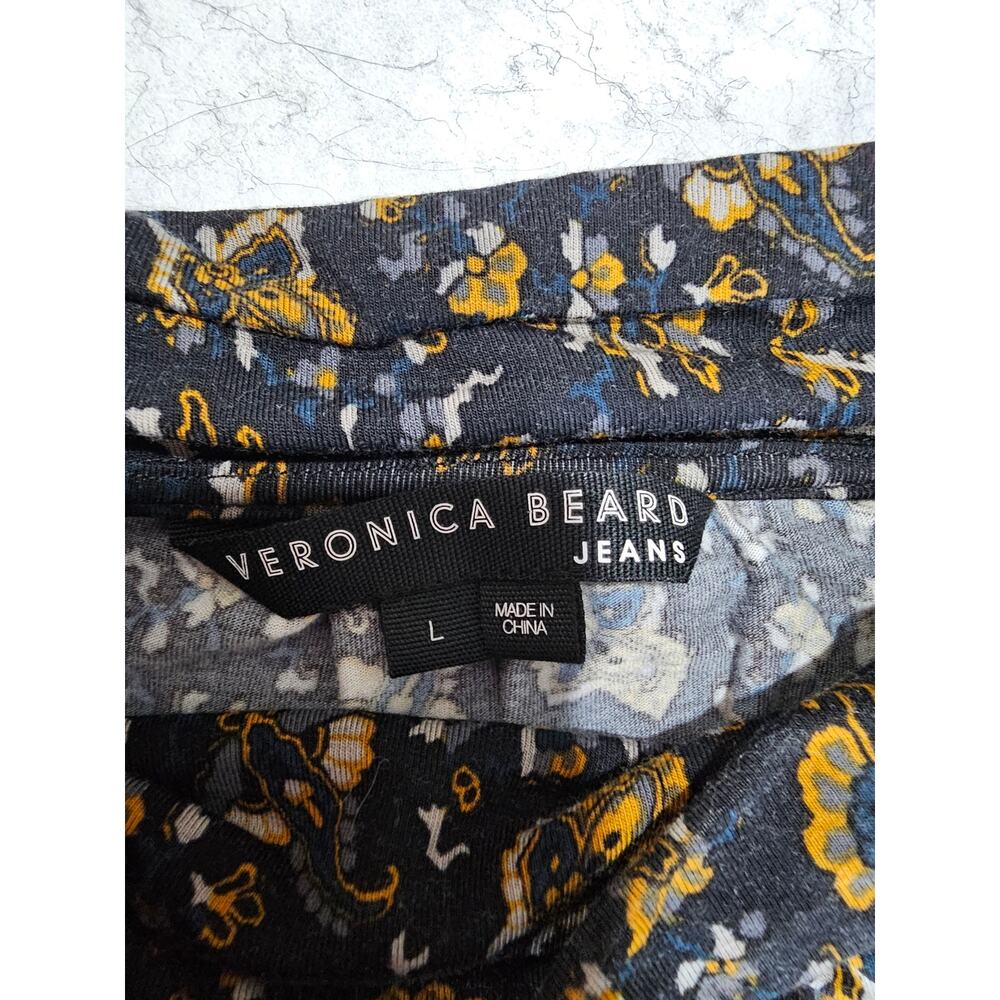 Veronica Beard Greta Dress, Ruched Bottom, Sexy,  Black -Multi Color Sz L - Picture 5 of 15